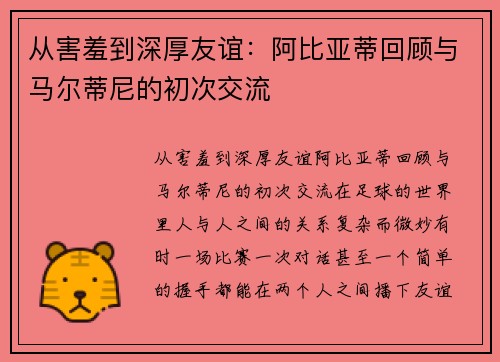 从害羞到深厚友谊：阿比亚蒂回顾与马尔蒂尼的初次交流